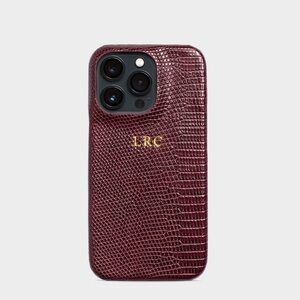 **non monogrammed** burgundy lizard texture iPhone 17 Pro Max case